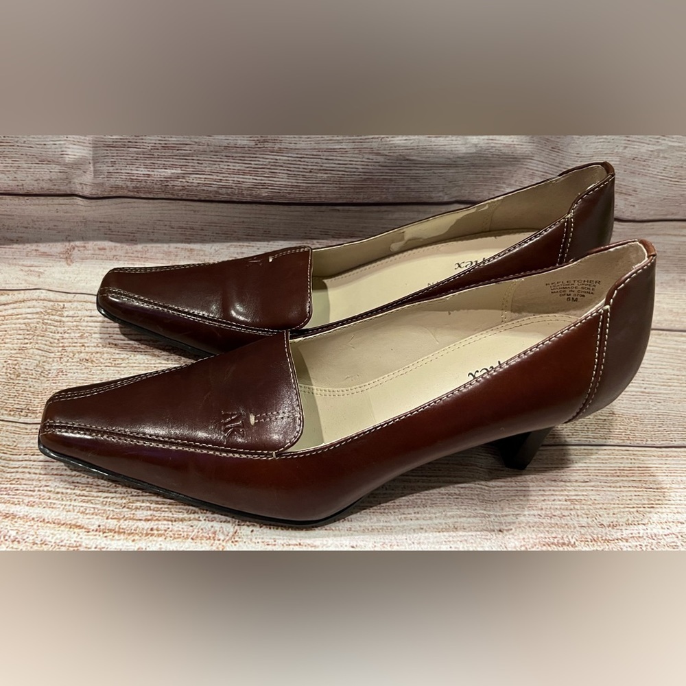 AK Anne Klein Womens Shoes Heels Fletcher 3” Leather Square Toe size 6 - Picture 2 of 10